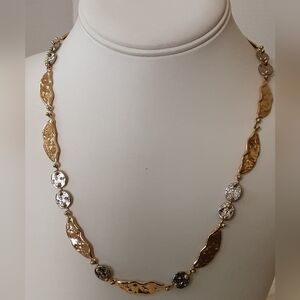 ANNE DICK Hot Lips Two-Tone Hammered Brutalist Silver | Bronze Necklace 20"